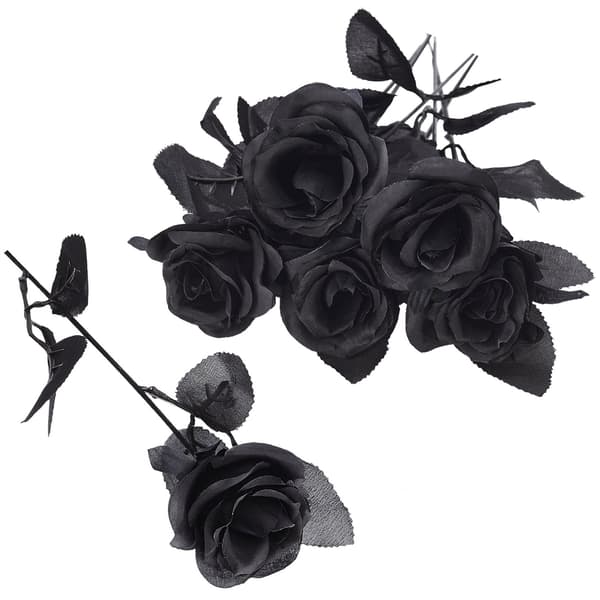 Simulerede roser kunstige blomster sorte bryllupssimulerede blomster indendørs dekorationsblomster 0.9