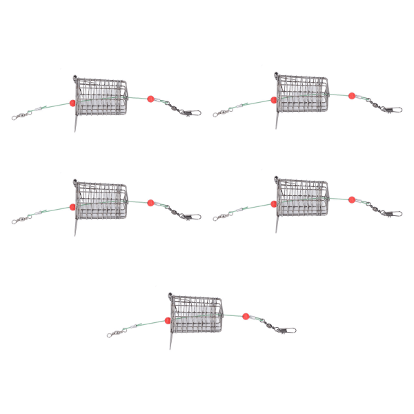 5 st Fiskebetsburar Lockbur i rostfritt stål Fiskefälla Korgmatare Hållare S