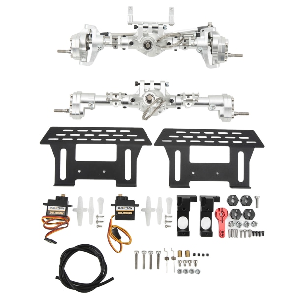 RC Axle Kit Fram Bak CNC Differential Lås Portal Axlar Set för Axial SCX10 I II III 90046 90047 1/10 RC Bil Silver