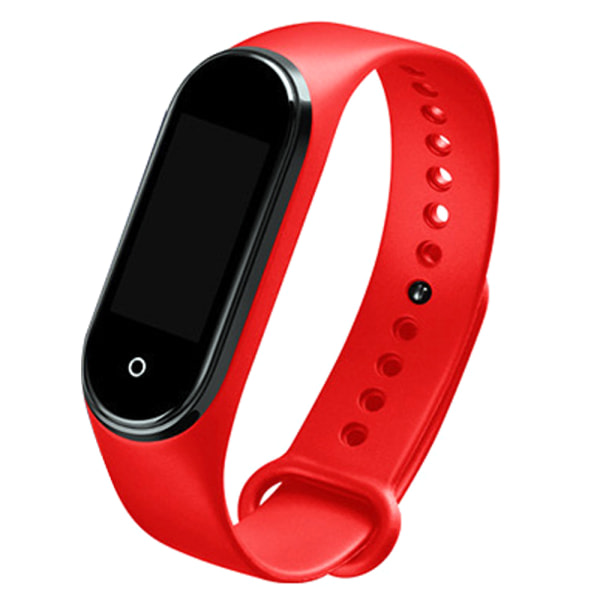 Färgskärm Smart Armband Temperatur Hälsa Sport Vattentät punainen