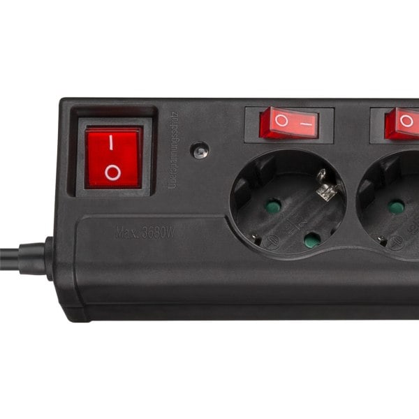 Power strip with surge protection and switch, 6 sockets, 1.5 m