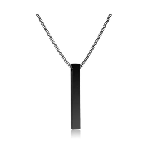 Rektangelstångshänge Halsband Titanstål Svart Snyggt barhänge för man Tröjatillbehör