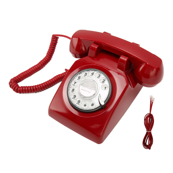 Retro pyörivä puhelin Vanhanaikainen vintage lankapuhelin mekaanisella soittoäänellä kodin toimistohotelli Red