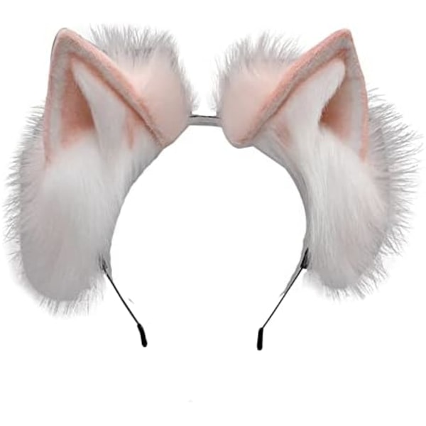 Kawaii Fox Cat Ears Hårband Hårnål Cats Cosplay (Rosa Vit Hårband)