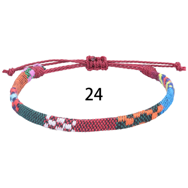 Nepal stil bomull och linne vävt tyg regnbågsfotled mångsidig färgglad rörlig fotled 24