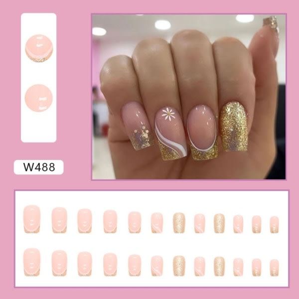 24st False Nails Long Square W492 W492 W492 W492