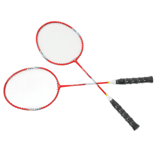 2 stk badmintonracket ferrolegering integrert primær badmintonracket med nylonhåndtak rød