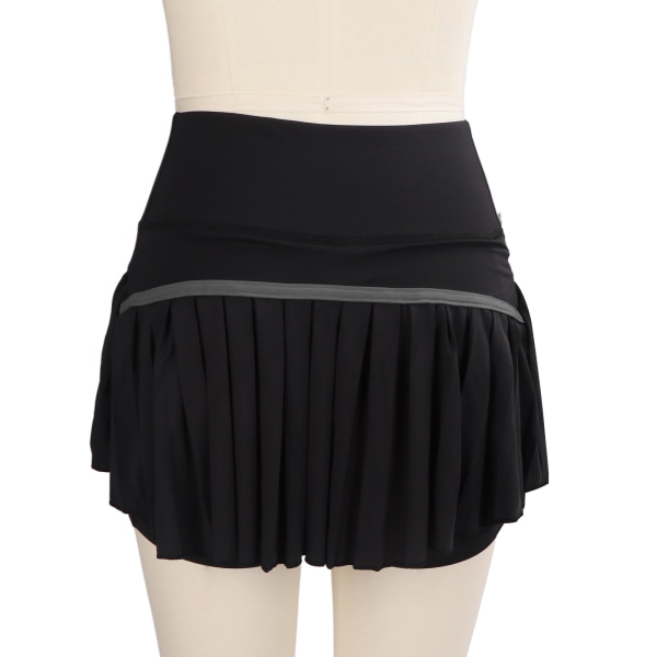 Tennis veckad kjol Andas innershorts Fashionabla svarta sportkjolar för kvinnor med fickor för löpyoga XXL