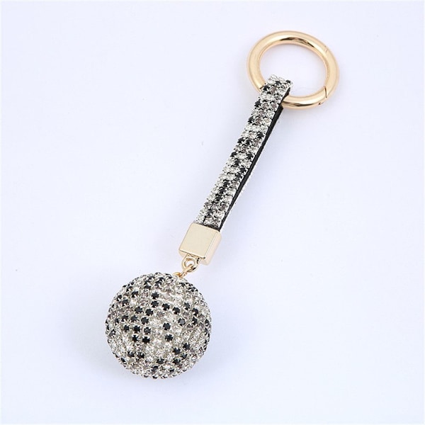 Rhinestone läderrem Crystal Ball Pendant nyckelring 1