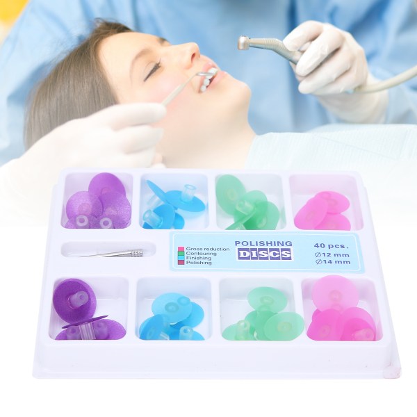 40kpl/laatikko Hammaskäsikappaleiden kiillotuslevyt Hartsi suun hampaiden kiillotuslevy Hammaslääkärin lisävaruste