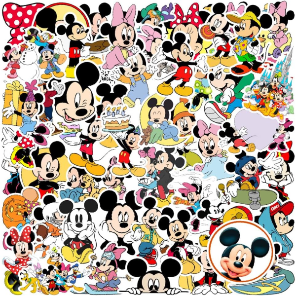 50 st Mickey Stickers För Vattenflaska Tarrat Vattentät Mickey och Minnie Doodle Dekaler