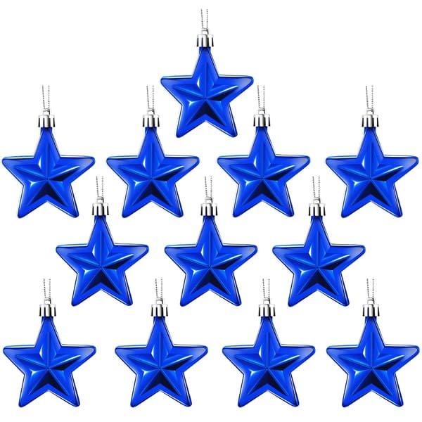 2,76\" Stjerner Ornament til Juletre 24 stk (Blå)
