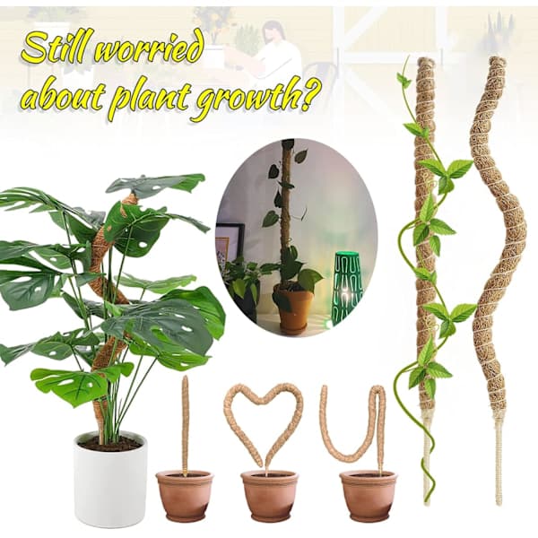 4-pack Trädgårdspinnar för Monstera deliciosa, Växtstöd, Böjbara Formbara Mossapinnar, Pothos och Klätterväxter