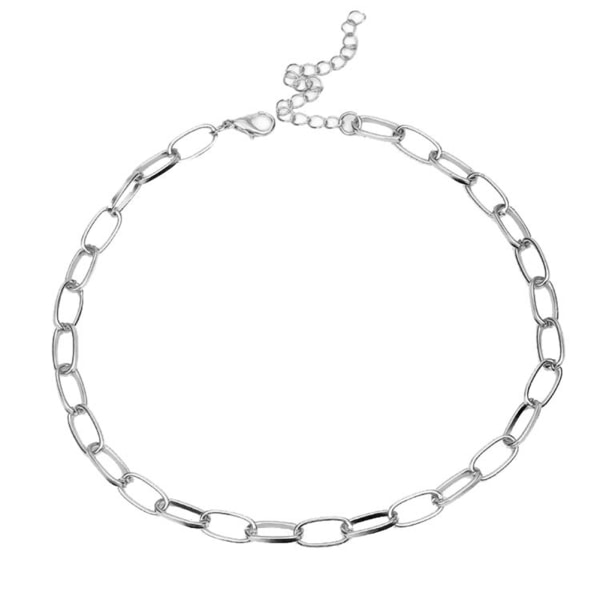 Kontrakterad metall glänsande kvinnor halsband Choker för kvinnliga smycken tillbehör (silver)