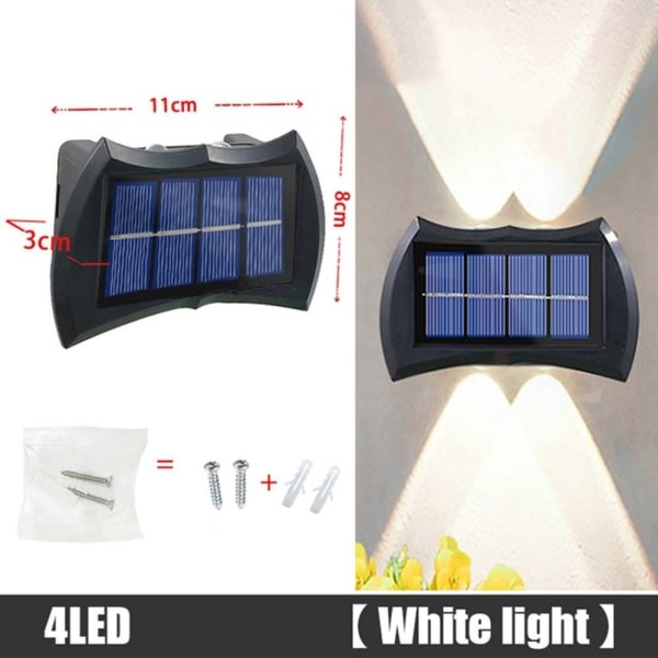 LED Solar Light Exteriör Vägglampa 4LED VIT 4LED VIT 4LED Vit 4LED White