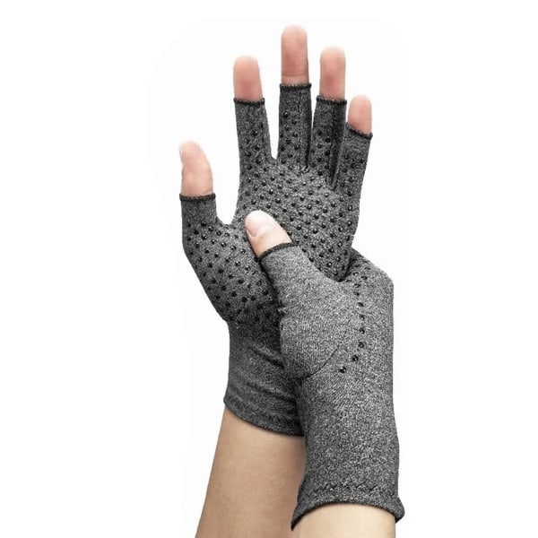 Halvfingerhandsker Stretchy arthritis Kompression Lindrer ømhed Fingerløse handsker til træning Fitness Spot Grey M