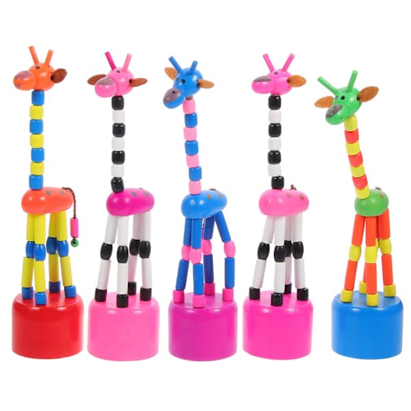 5 Trä Giraff Fingerdockor Tryckleksak för Bebisar Kompatibel med 18cm