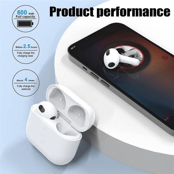 Ladeetui for hodetelefoner for AirPods 3 Ladeetui 450Mah Trådløst ladeetui Bluetooth Synkronisering Hurtigparingsknapp