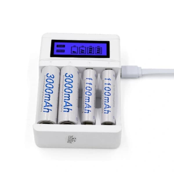 Universal LCD-oplader til genopladelige batterier