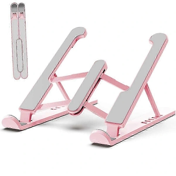 Laptopstativ, Bærbart Laptopstativ til Skrivebord, Justerbart Ventileret Kølende Computer Notebook Stativ Riser Kompatibelt, Pink