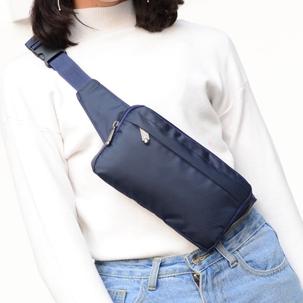 Brystveske Mørkeblå Fritidssport Stor kapasitet Vanntett Oxford-stoff Skulderveske Sling Bag for kvinner Menn