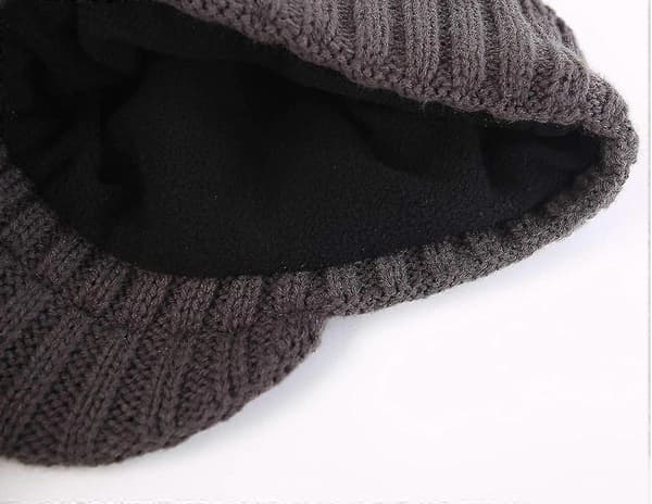 Keps med skärm för män, vinter, stickad, tjock, utomhus Grå Grey One Size