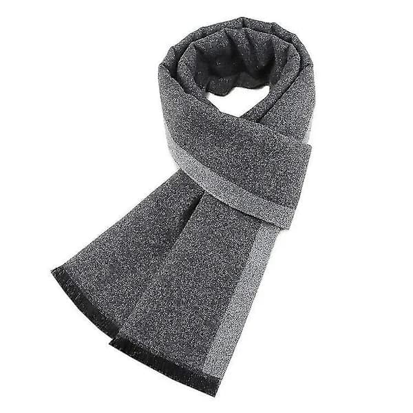 Enfärgad herrscarf, vinter, tjock, varm, svart, grå, bomullsscarf för män