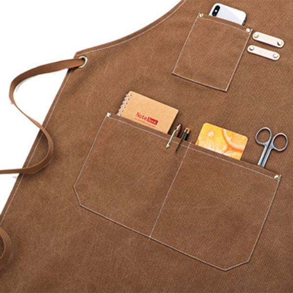 Arbejdsforklæde Unisex lærredsrygstropper med 3 lommer kokkeforklæder til træbearbejdningsmaling