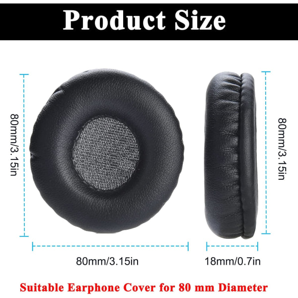 Paris_1 fra Runda Øreputer 75mm Universal Erstatningsputer Premium Proteinlær Minneskum Øreputer for Hodetelefoner med 75mm Diameter