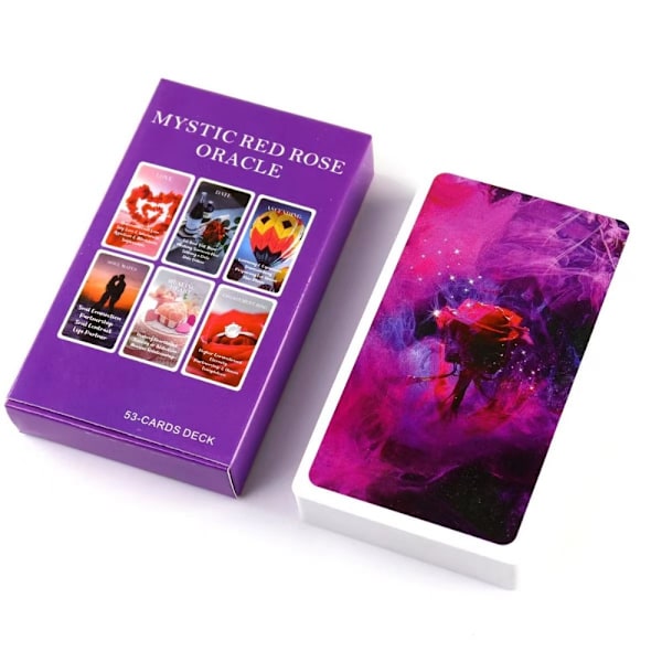 53 kort Mystic Red Rose Oracle Deck 10,3*6cm En Situationslek Tarotkort Tvillingflamma Oracle Cards Kärlek Nyckelord B- Perf