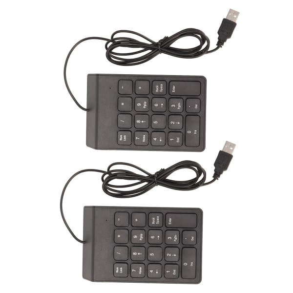 Kablet numerisk tastatur 18 taster Ergonomisk USB Plug and Play Stillegående tasting Mini numerisk tastatur for PC Laptop Desktop 2 stk.