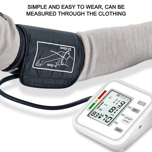 Arm blodtryksmåler LCD digitalt display Voice Broadcast Blodtryksmåler Armbånd 22-32 cm