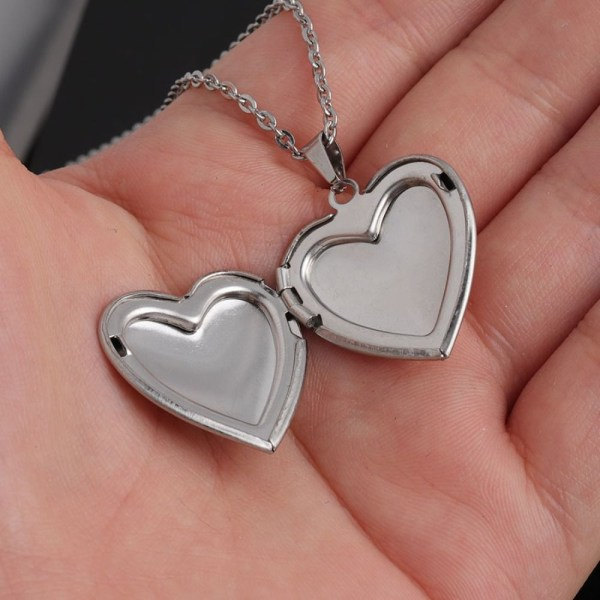 2ST Kaulakoru Valokuva Kuva Locket HOPEA Hopea Silver