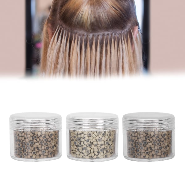 3 flasker 3,0 mm silikon Micro Links Rings Beads Small Komfortabelt hårforlengelsesverktøy (6#/8#/13#)