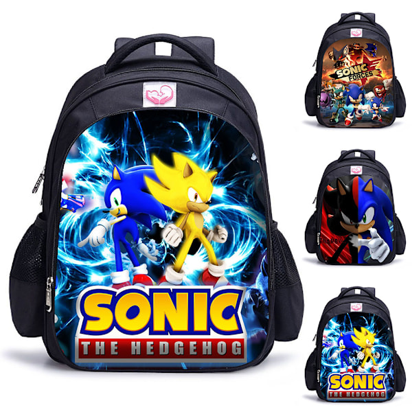 Kid Sonic Boys Girls Ryggsäck Skolryggsäck Skolväska Presenter Storbritannien A
