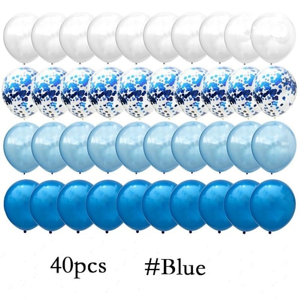 30 st/40 st Mix Roséguld Konfetti Latex Ballonger Födelsedag Bröllop Ballonger Fest Dekoration Blue 40pcs