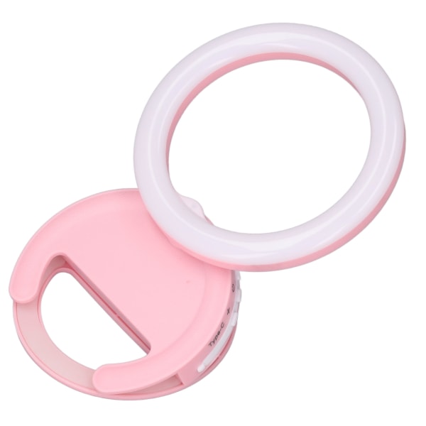 Clip On Ring Light för telefon 180 graders rotation 3 färger LED Selfie Ring Light för telefon Tabletter Bärbara datorer Rosa