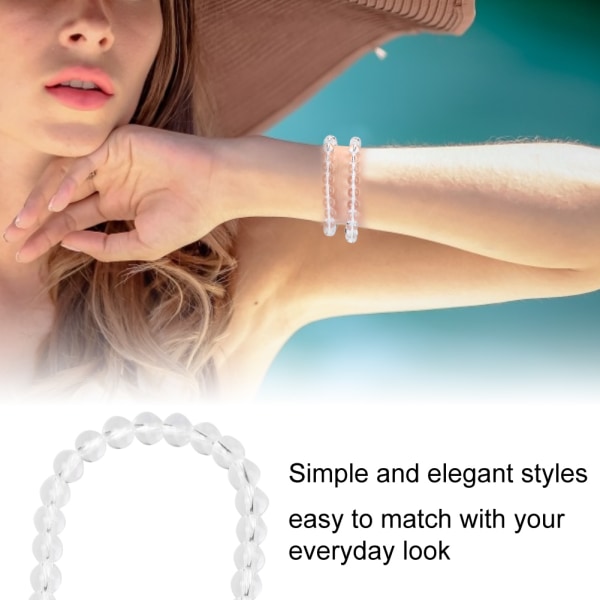 Naturstein Klar gjennomsiktig kvarts løse perler DIY smykker armbånd lage runde perler 8 mm 48 stk perler