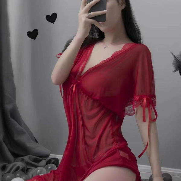 Sexiga underkläder erotisk klänning VIN RÖD vinröd wine red