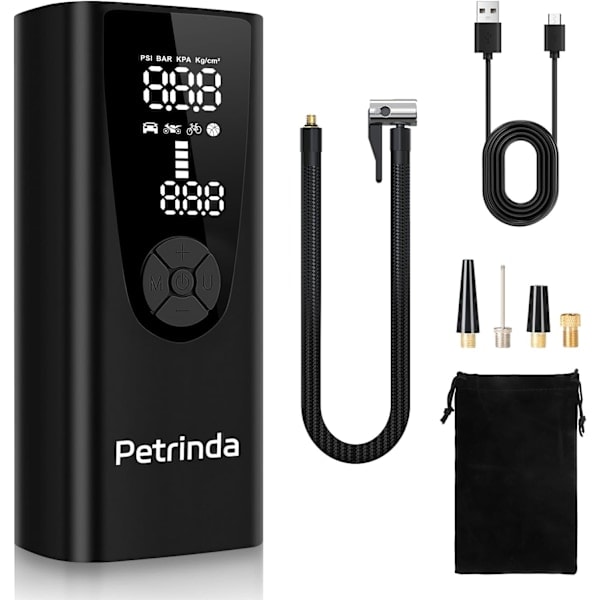Elektrisk dekkpumpe luftkompressor, 8000mAh USB-oppladbart batteri bildekkpumpe, 150PSI bærbar digital dekkpumpe med LED-lys（PA）
