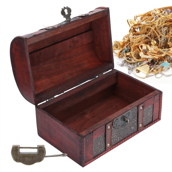 Vintage puinen säilytyslaatikko Koristeellinen aarrekoruarkku KodinsisustusvalokuvausEgyptiläinen lukolla 1# Pieni