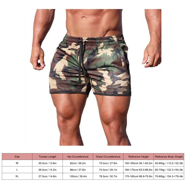 Snabbtorkande shorts för män Sport Beach Shorts med fickor för utomhusträning Fitness Löp Camouflage XL