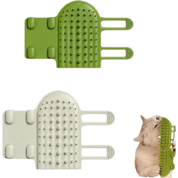 2PCS Pet Tickling Artifact, Tickling Comb Pet Brush, Wall Corner Massage Comb, Soft Pet Grooming Brush, Pet Self Groomer Brushest (A)