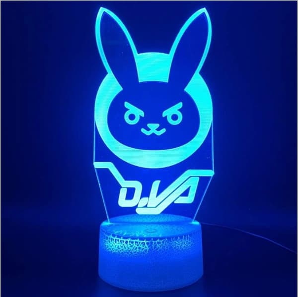 Overwatch Figurlampe, 3D-illusjon nattlampe, fjernkontroll bordlamper, USB-lader belysning