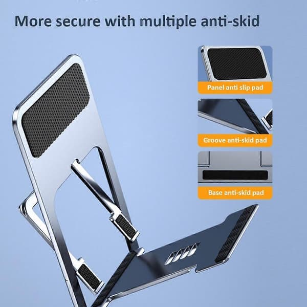 Stasjonær Mobiltelefonholder Stativ Multi-Vinkel Sammenleggbar Mini Telefonholder Hul Plastik Tablettstativ For IPhone IPad Silver