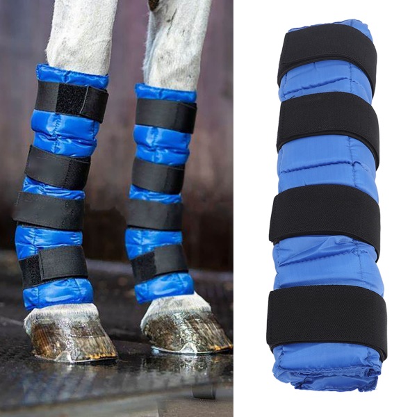 Hesteispakke Kjølende benomslag Gjenbrukbar hesteisstøvel for behandling av knehaseskader på hele ben Blå