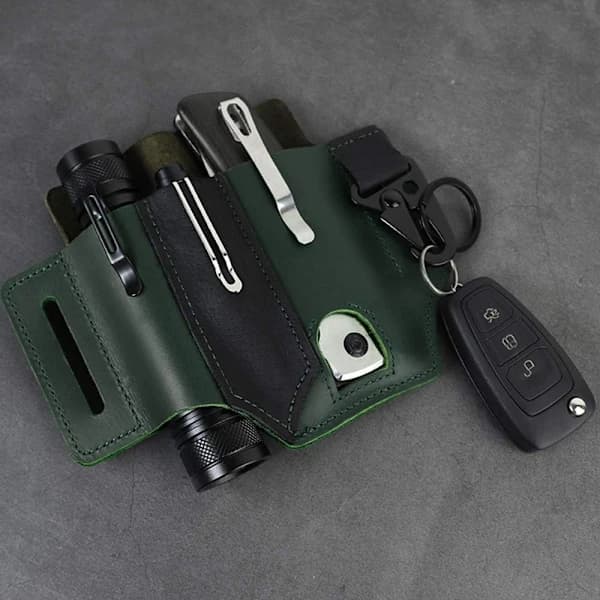 EDC Läderfodral, Multifunktionellt EDC-verktyg PU-läder Midjeväska