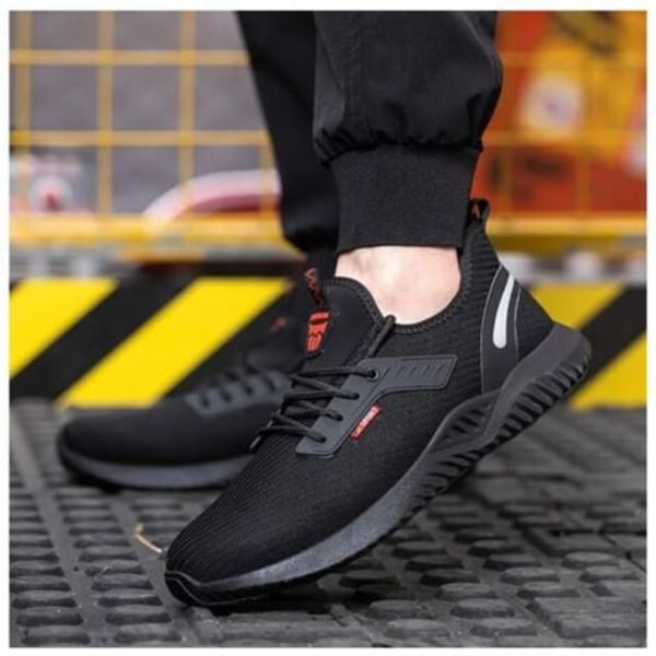 Säkerhetsskor Herr Dam Lätta Säkerhetssneakers Arbetsskor Stålhätta Skydd Halkfria Byggskor，42,.pa