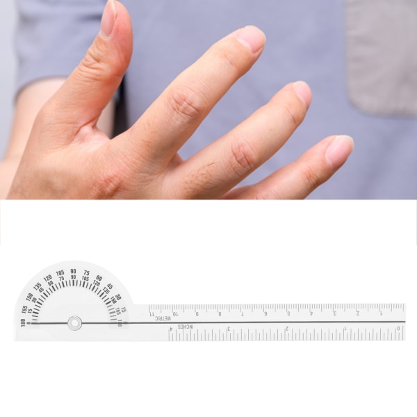 Goniometer Ledområde Rörelse Gradskiva 180 grader Transparent Klart märke Finger Mätning Fysioterapi Linjal