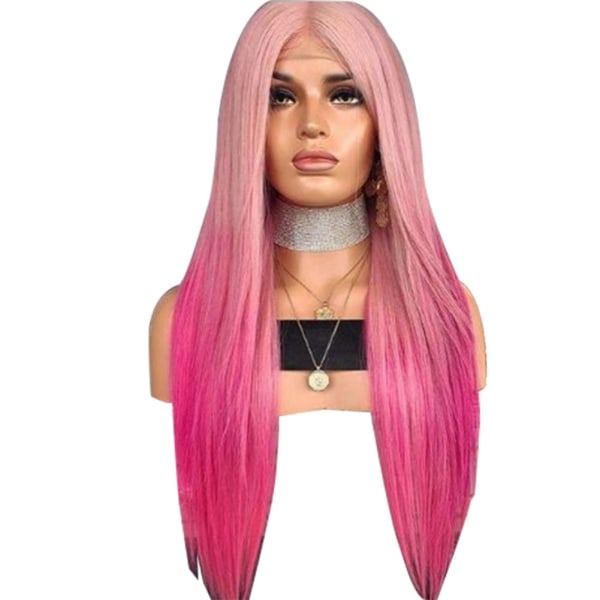 Naisten peruukki Gradient Color pitkä suora synteettinen hiukset lämmönkestävä Cosplay peruukki